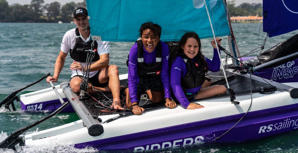 Children sailing as part of SailGP Inspire 